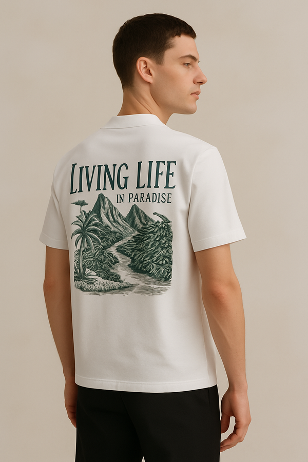 Nurox Studio Oversized Pure Cotton Shirt – "Living Life in Paradise"